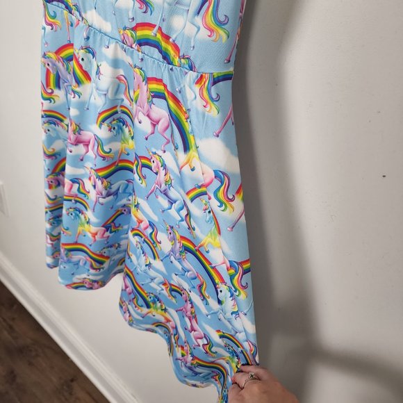 Lisa Frank Rainbow Unicorn Skater Dress Pastel Goth - Picture 6 of 9